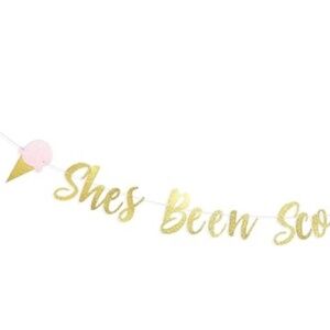 She's Been Scooped Up Ice Cream Gold Party Banner for Bridal Shower